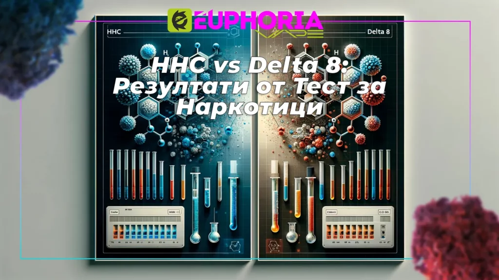 Лабораторен тест на HHC и Delta 8 молекули от E-Euphoria с цветни индикатори