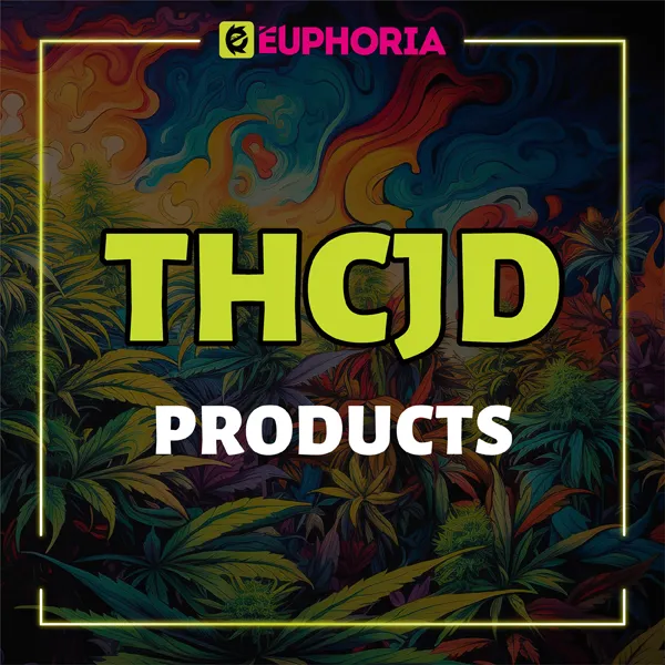 EEuphoria пълнител за вейп с THC и THCJD на бял фон