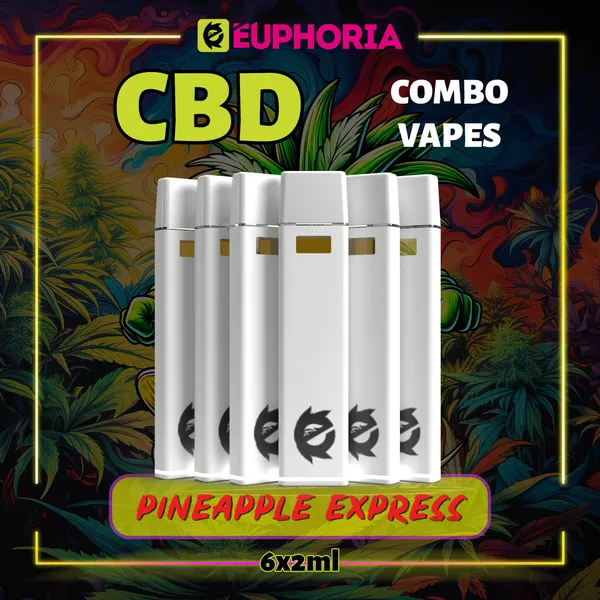 Професионален CBD вейп пълнител от марката EEuphoria на фона на стилна, съвременна обстановка.