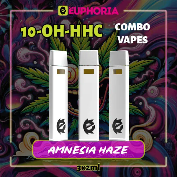 Комбо 10-OH-HHC вейпове Amnesia Haze от E-Euphoria, 3x2мл