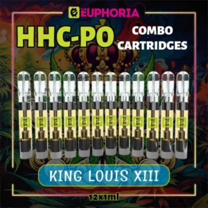 Комплект от дванадесет HHC-PO пълнителя от E-Euphoria по 1ml с премиум дизайн King Louis XIII.